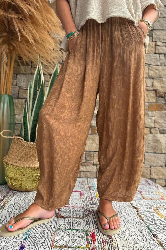 Kiti Paisley Damask 7/8 Barrel Leg Pant Walnut